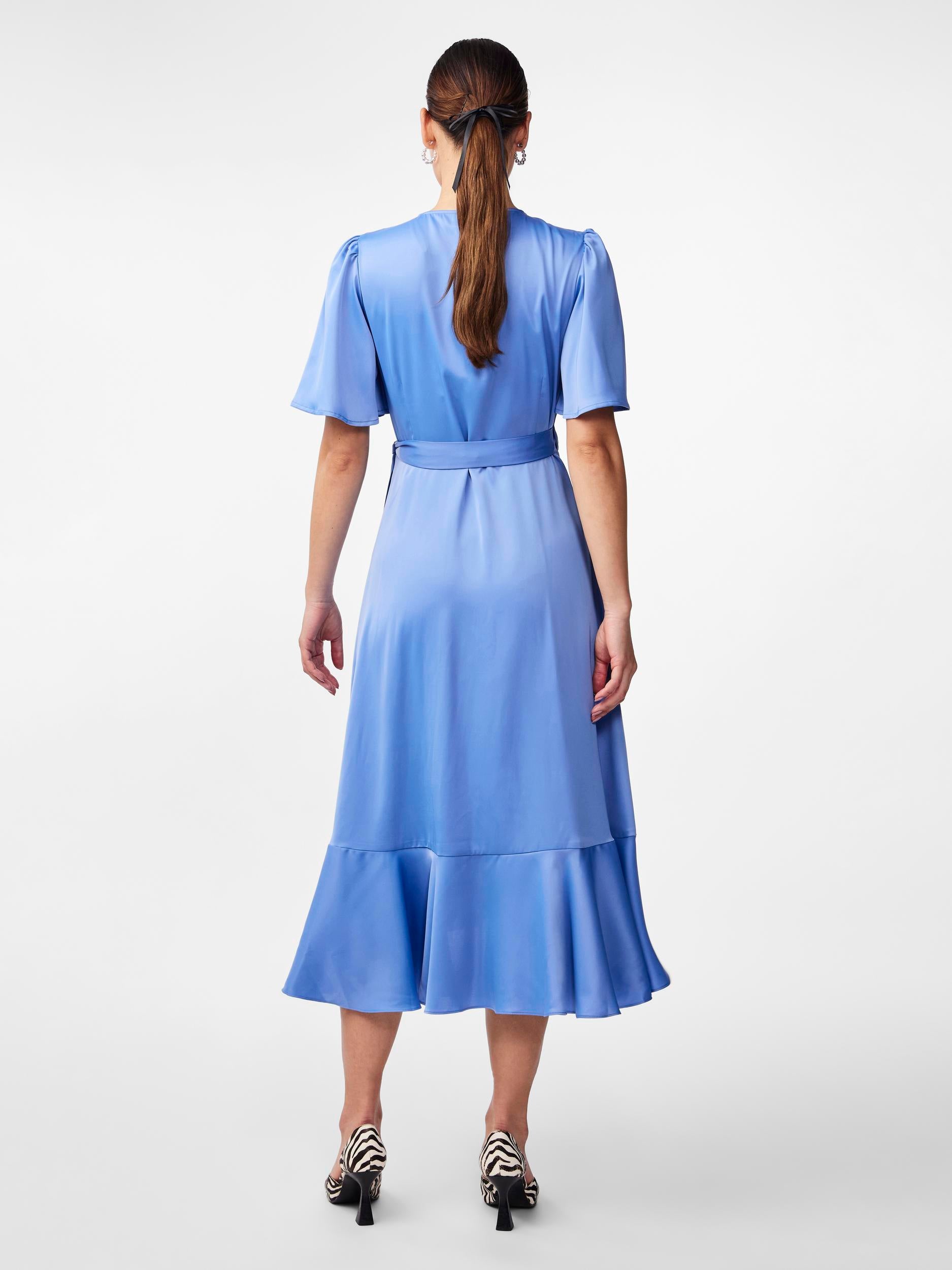 YAS "Thea" 2/4 Midi Wrap Dress blau