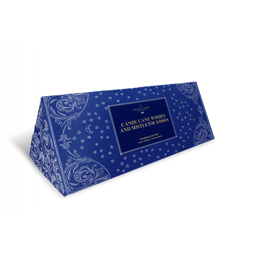 The Gift Label  FESTIVE TRIANGLE GIFT BOX - CANDY CANE WISHES AND MISTLETOE KISSES