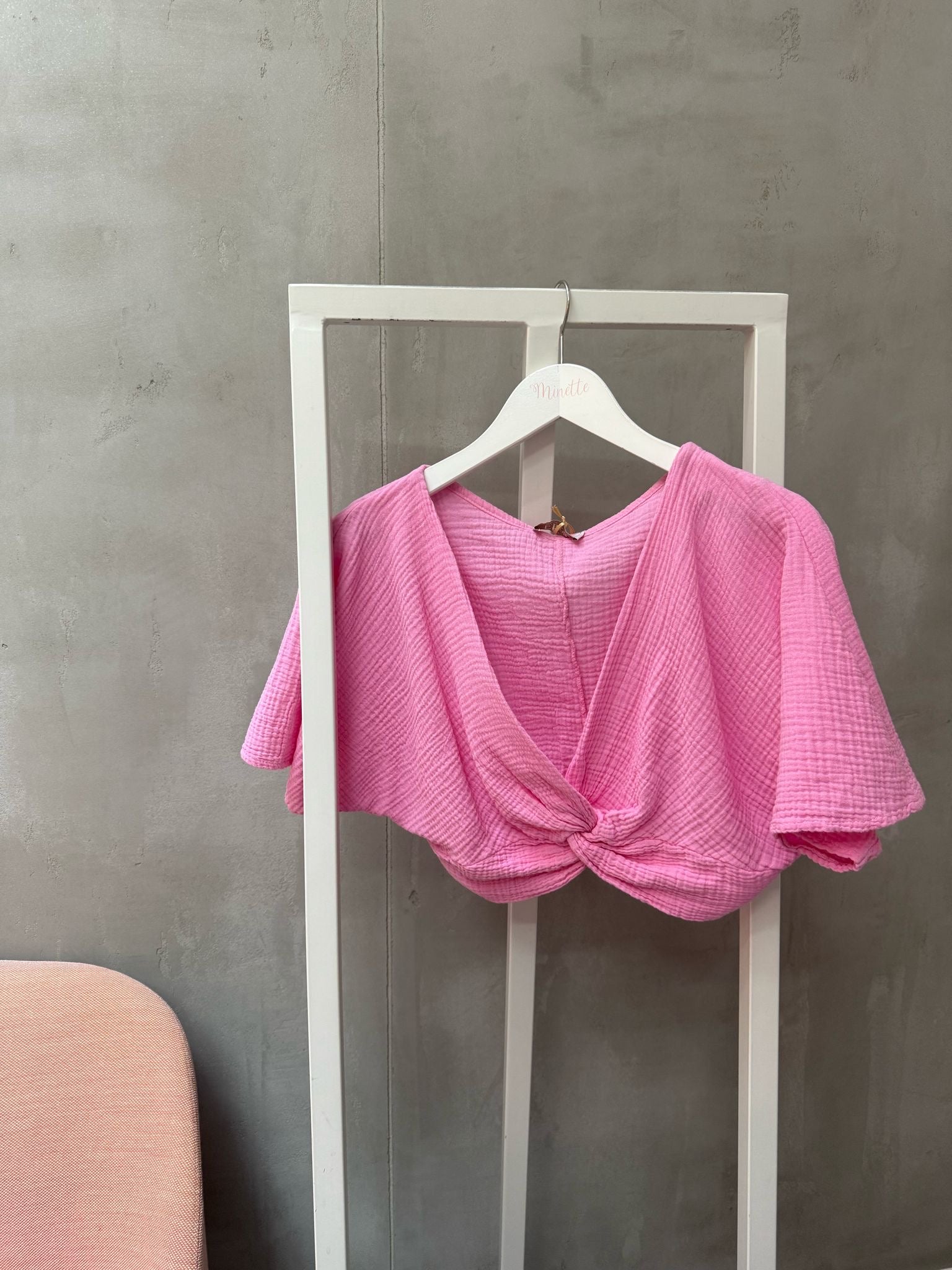 Minette Musselin Cropped Bluse pink