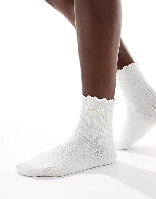"SAPearly Bow" Socks