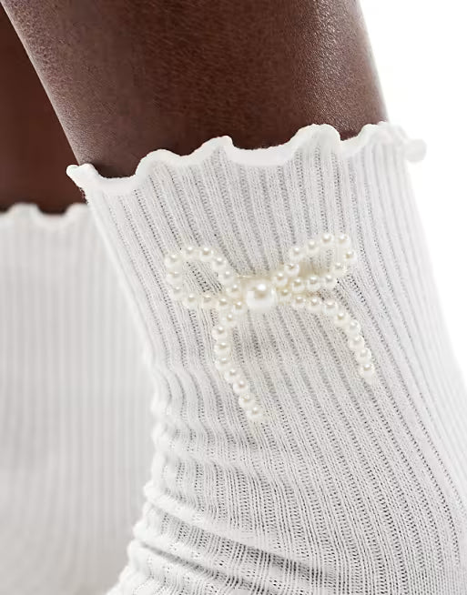 "SAPearly Bow" Socks