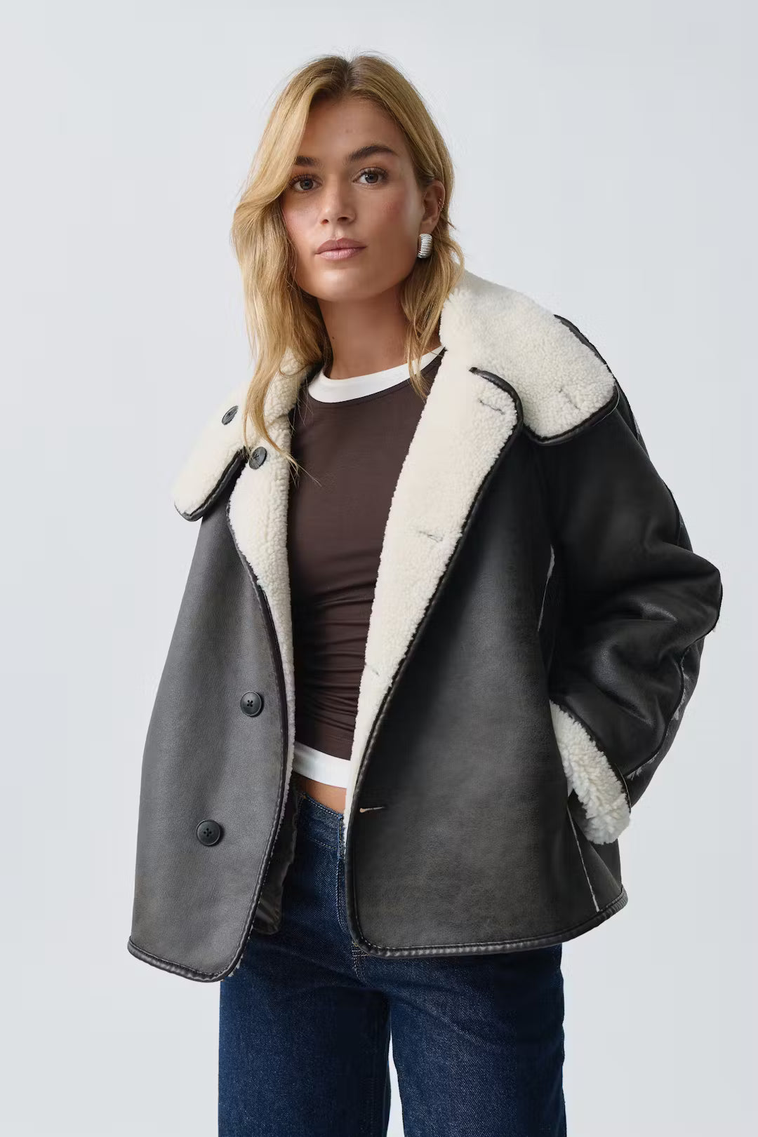 Gina Tricot Reversible teddy jacket beige