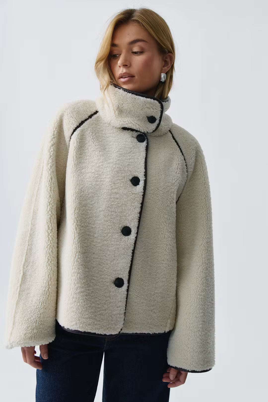 Gina Tricot Reversible teddy jacket beige