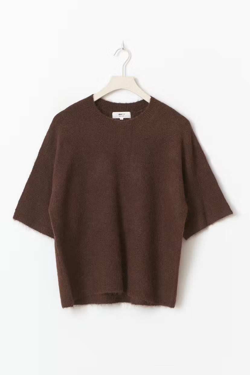 Gina Tricot knitted short sleeve top chestnut