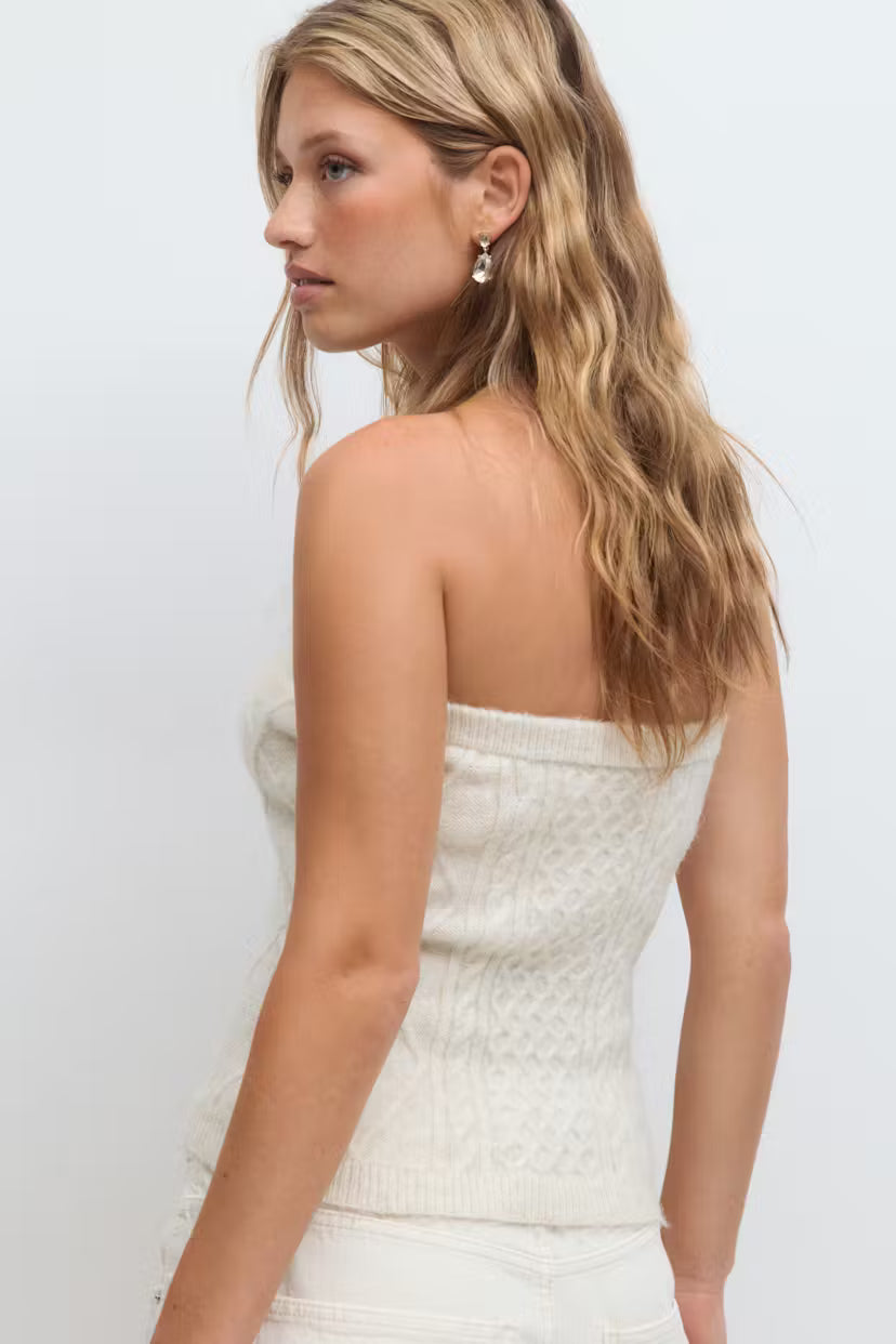 Gina Tricot cable knitted tube top