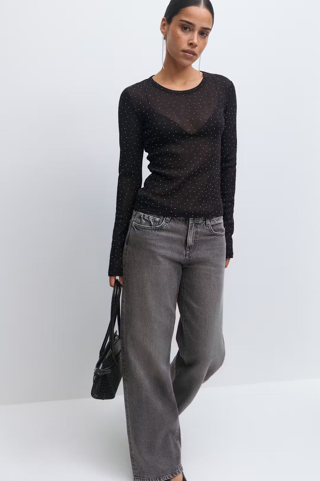 Gina Tricot rhinestone sheer top