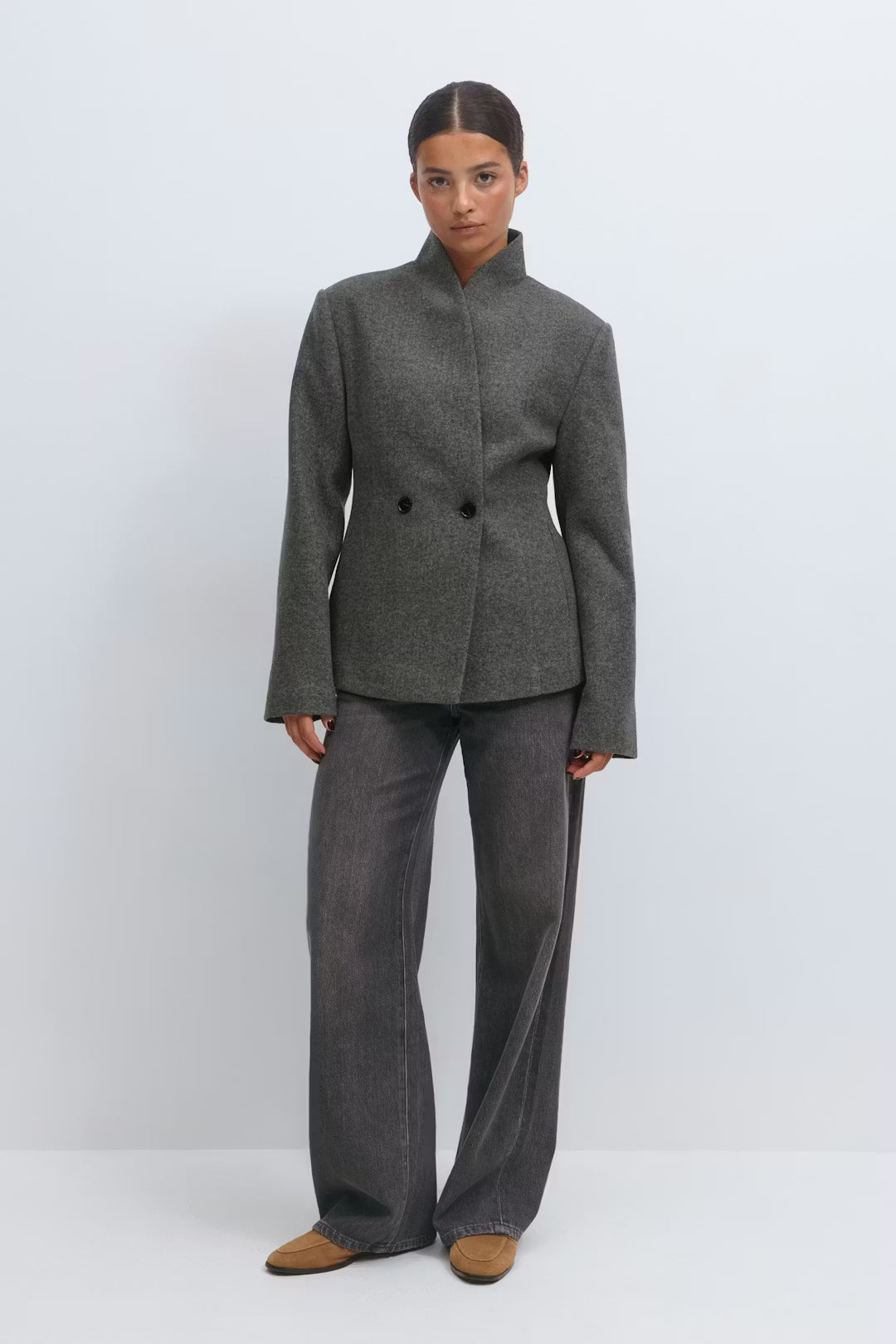 Gina Tricot shaped wool blend jacket grey