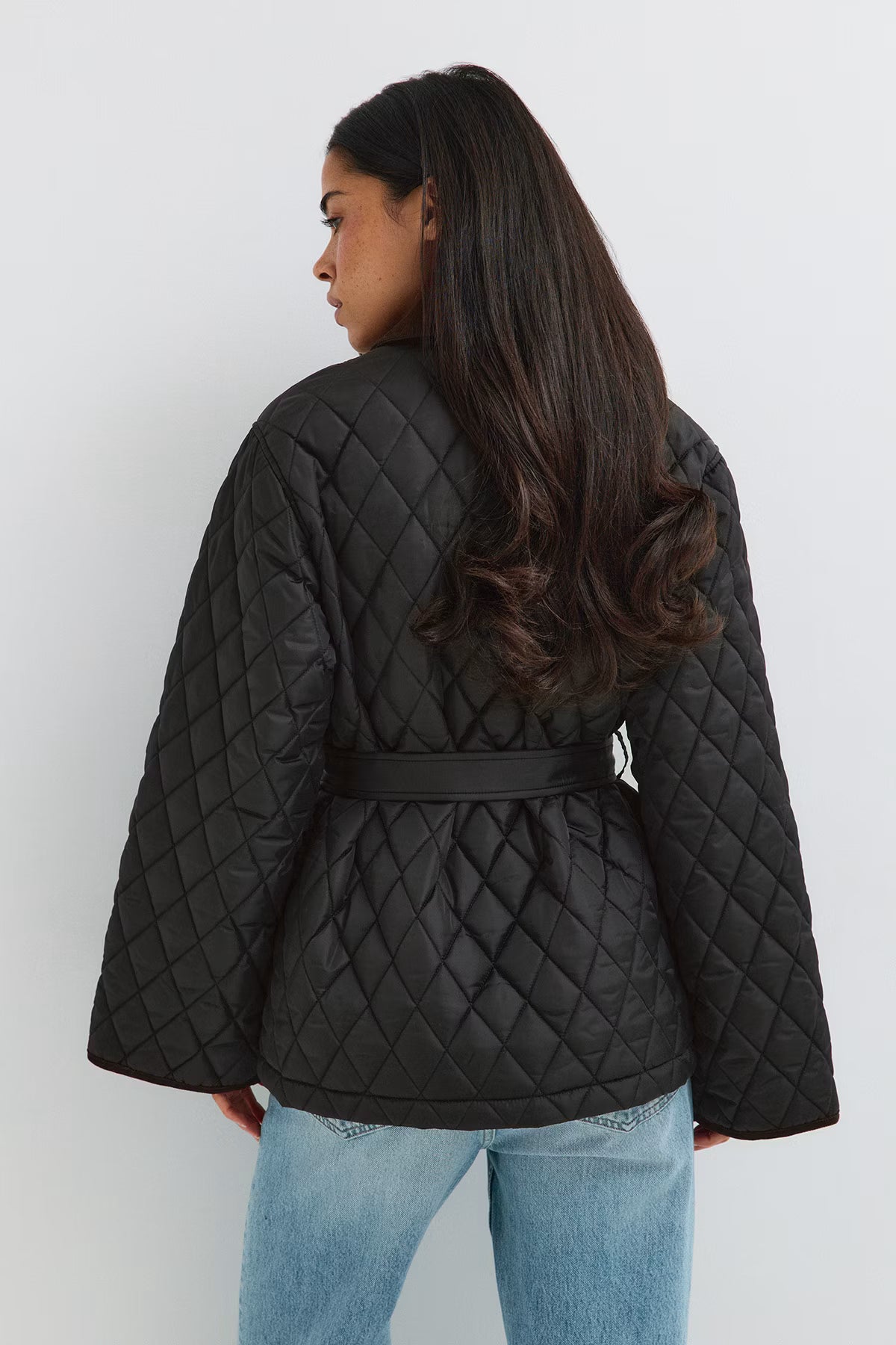 Gina Tricot Quilted belted jacket black