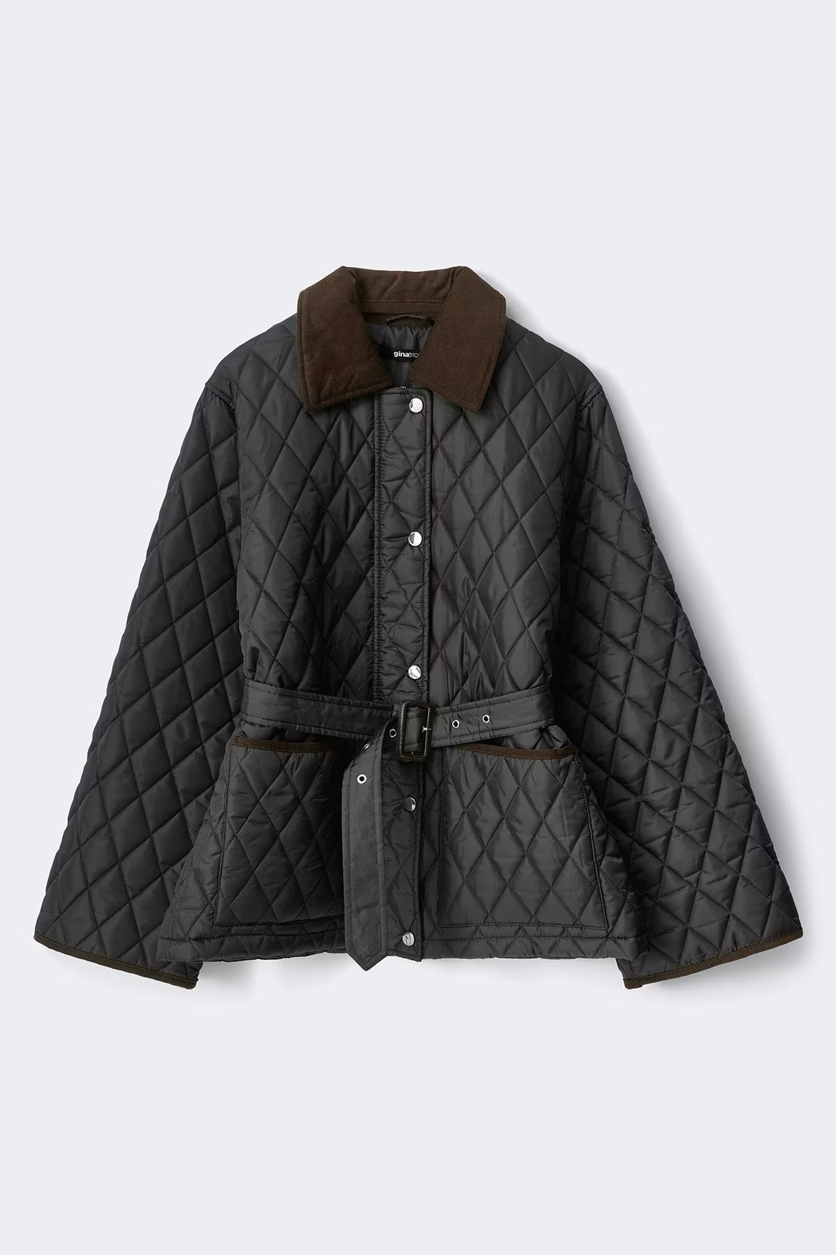 Gina Tricot Quilted belted jacket black