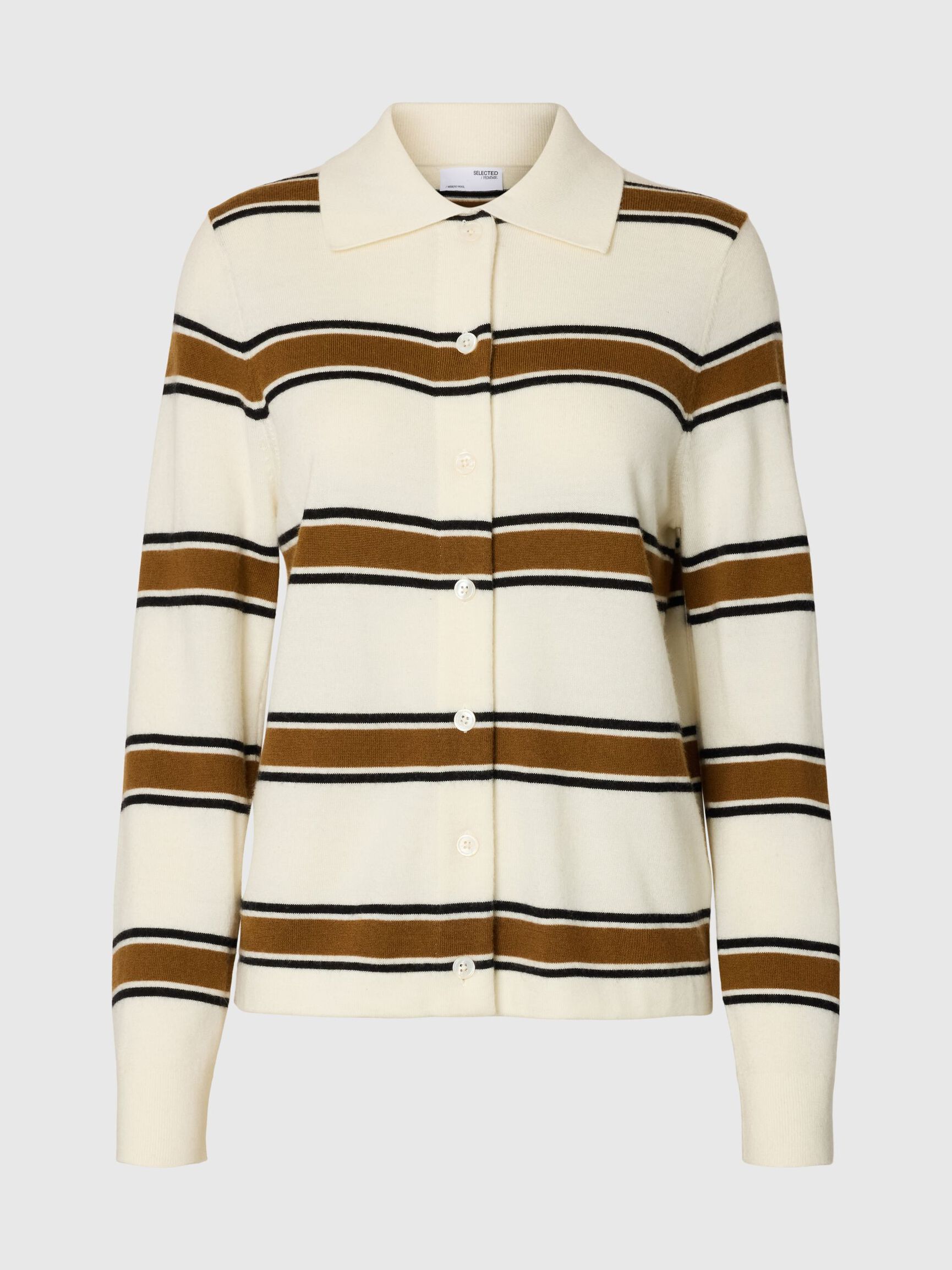 Selected Femme "Thea" Knit Button Collar Neck