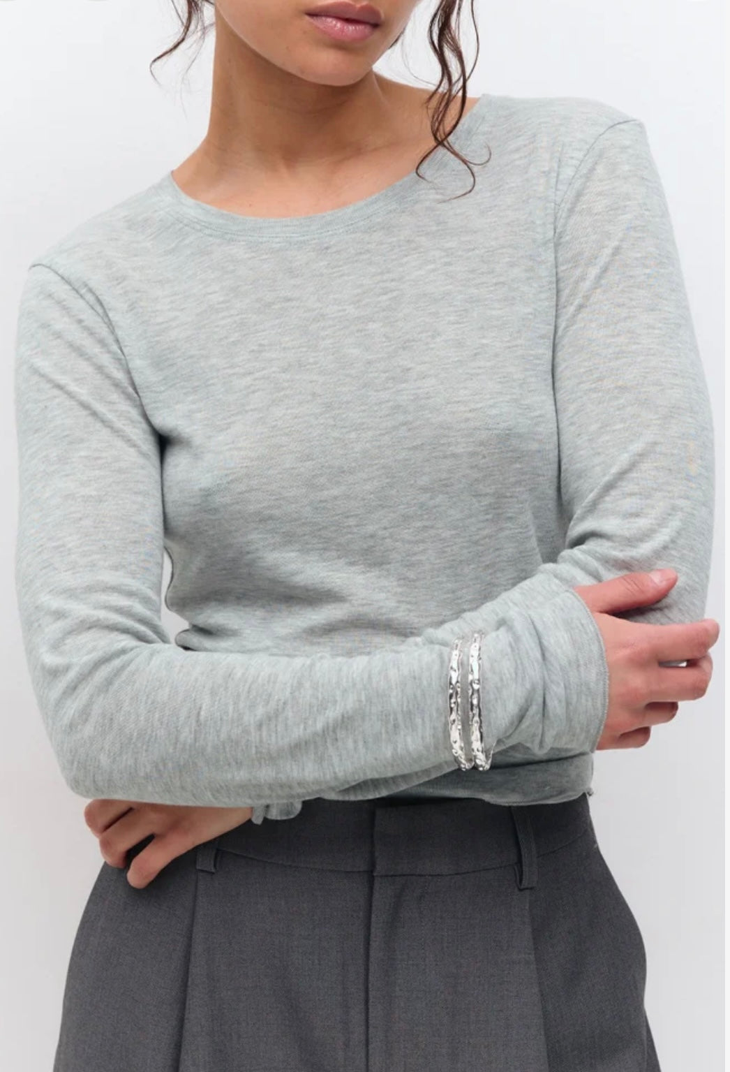 Gina Tricot Sheer Top grau