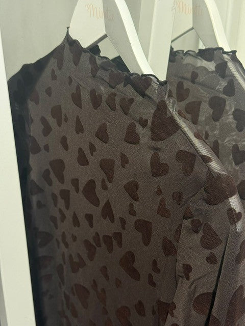 Minette Bluse mit Herzmuster braun