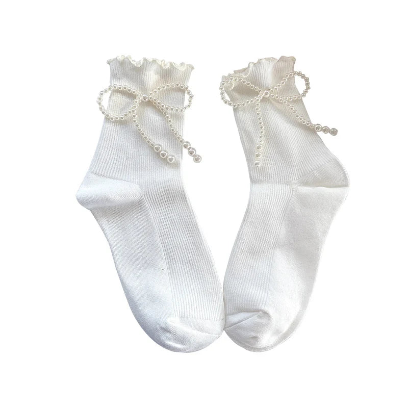 "SAPearly Bow" Socks