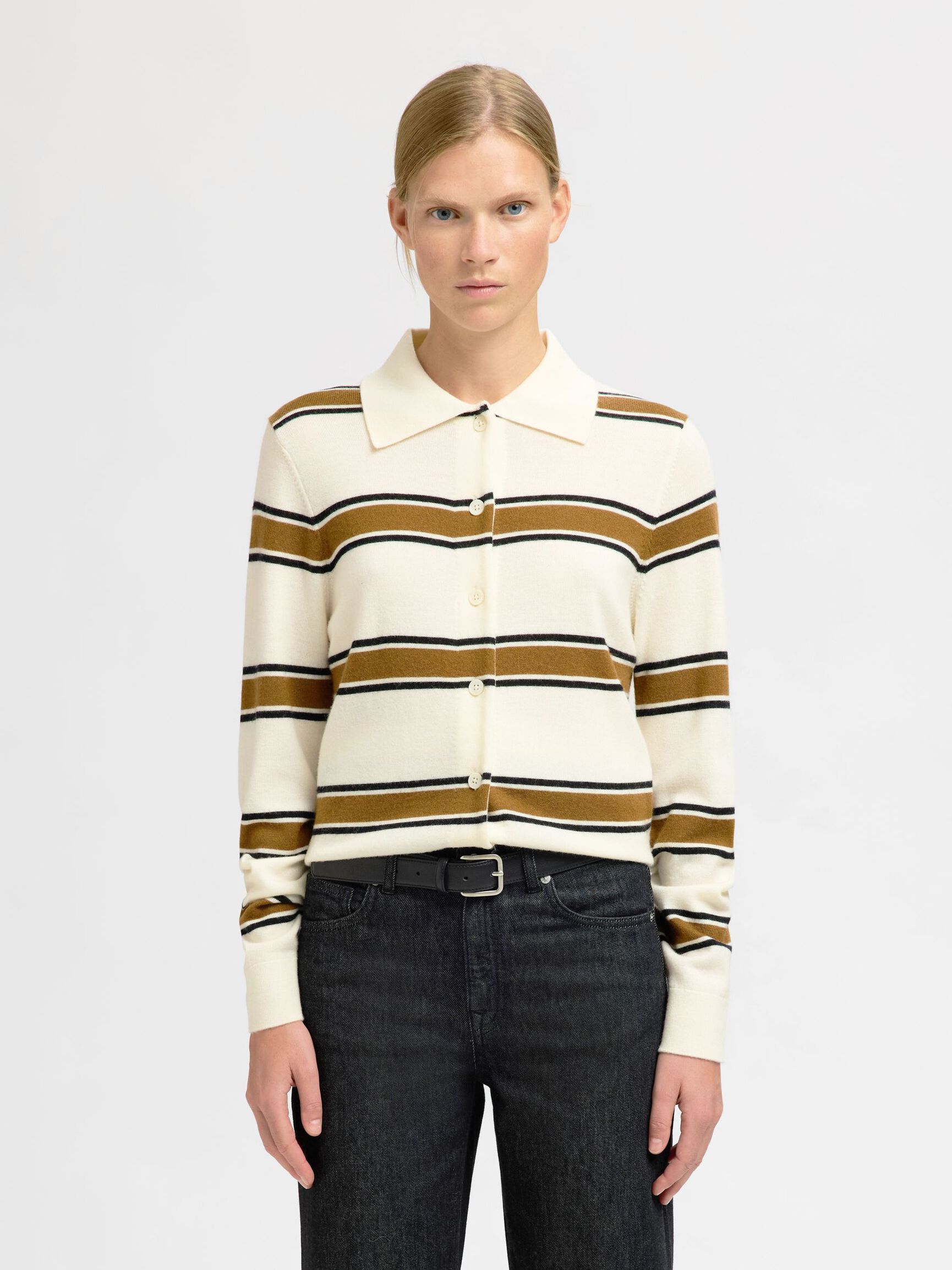 Selected Femme "Thea" Knit Button Collar Neck