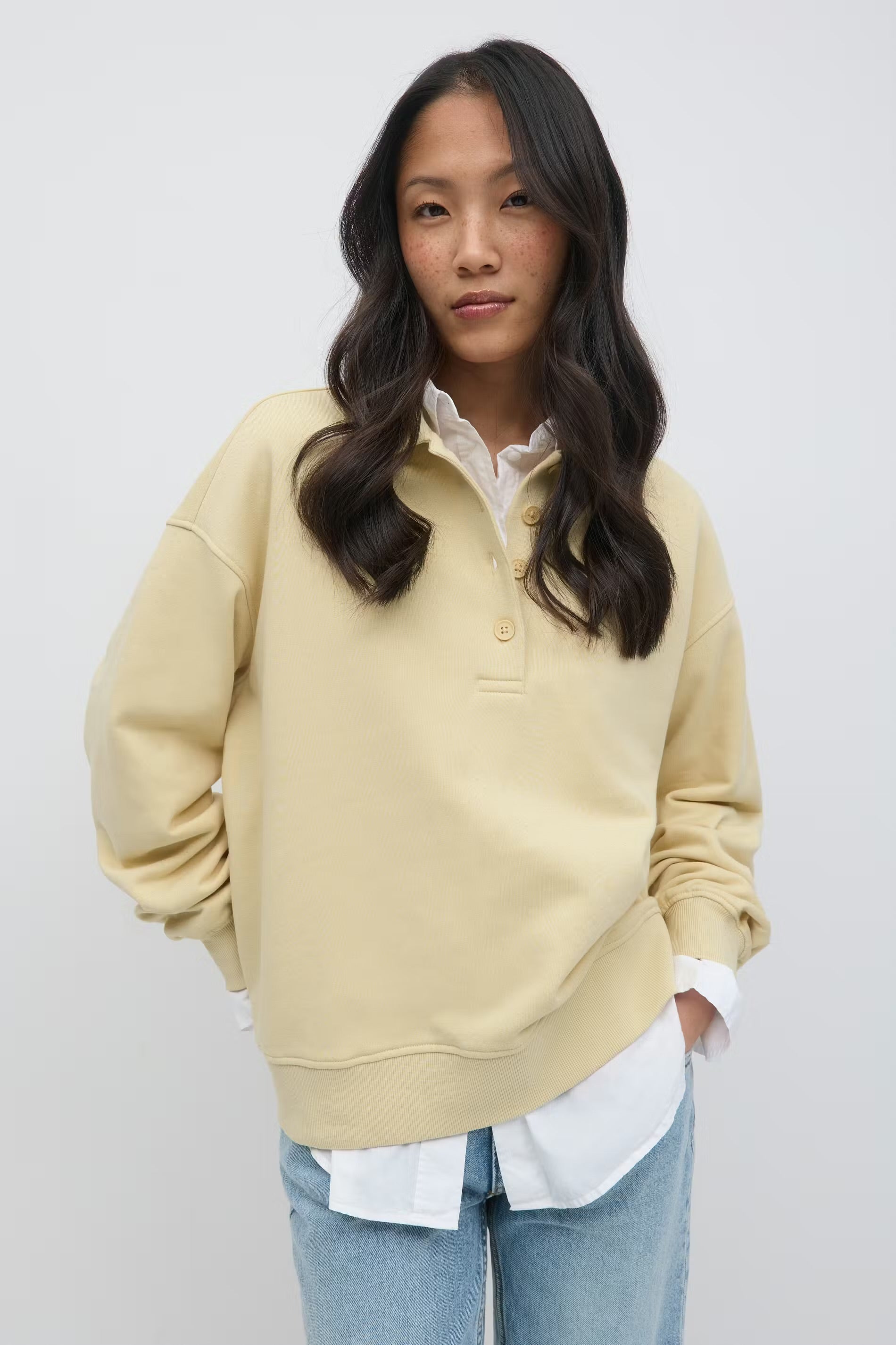 Gina Tricot knitted collar sweater hellgelb