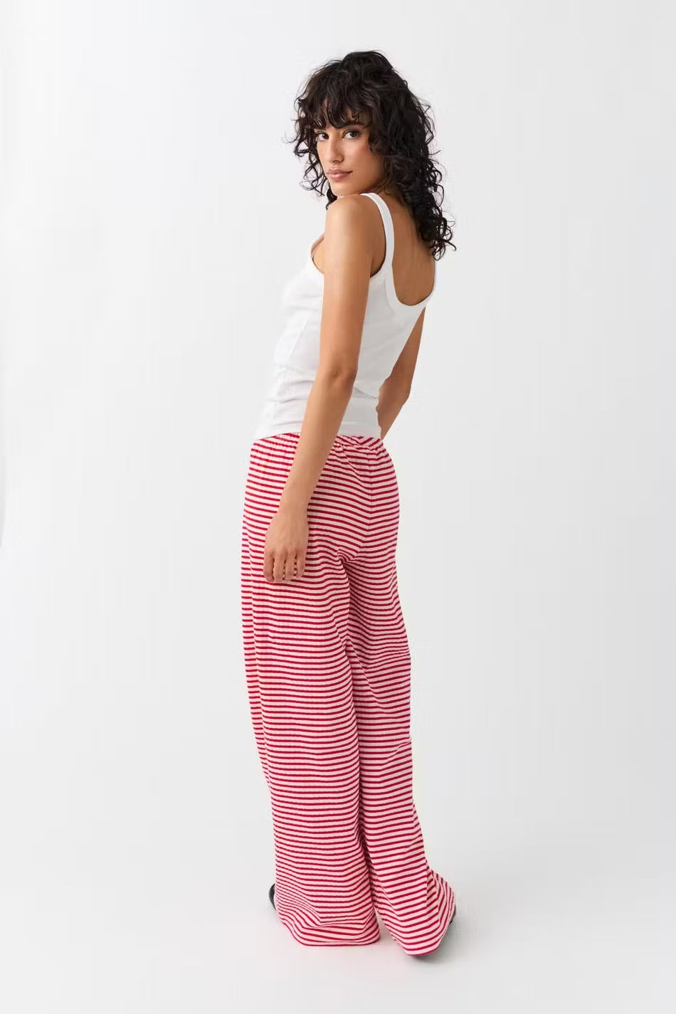 Gina Tricot striped soft pants red