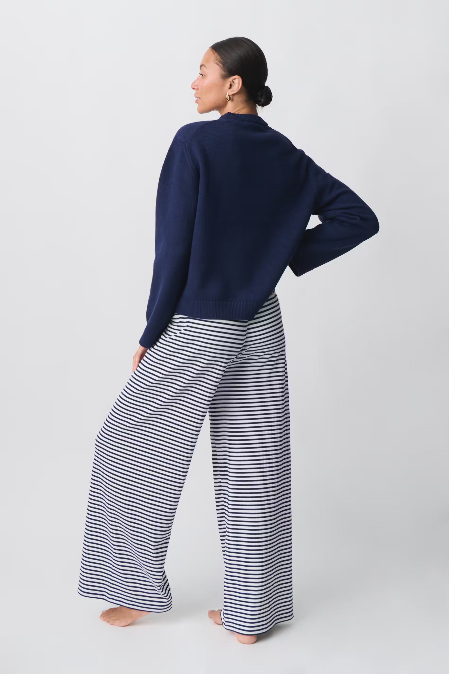 Gina Tricot Striped Soft pants navy