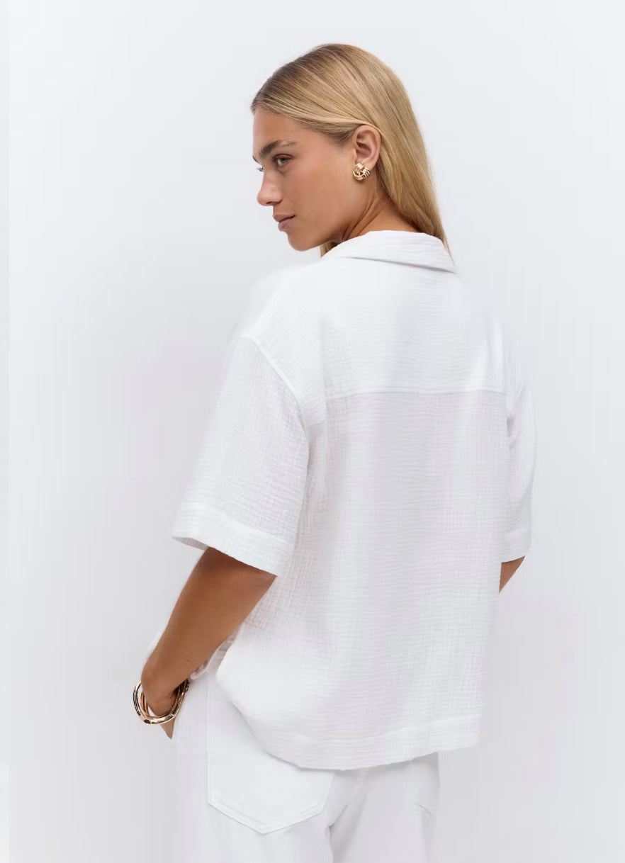 Gina Tricot Gauze short sleeve shirt weiss