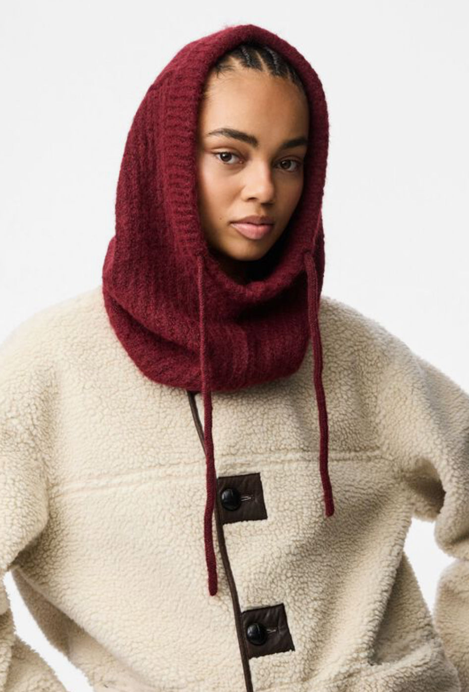 Pieces "Nambi" Balaclava burgundrot