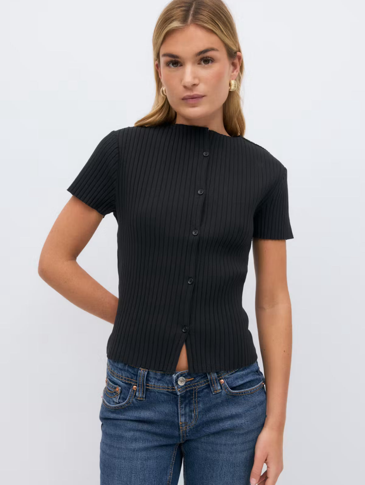 Gina Tricot rib button top