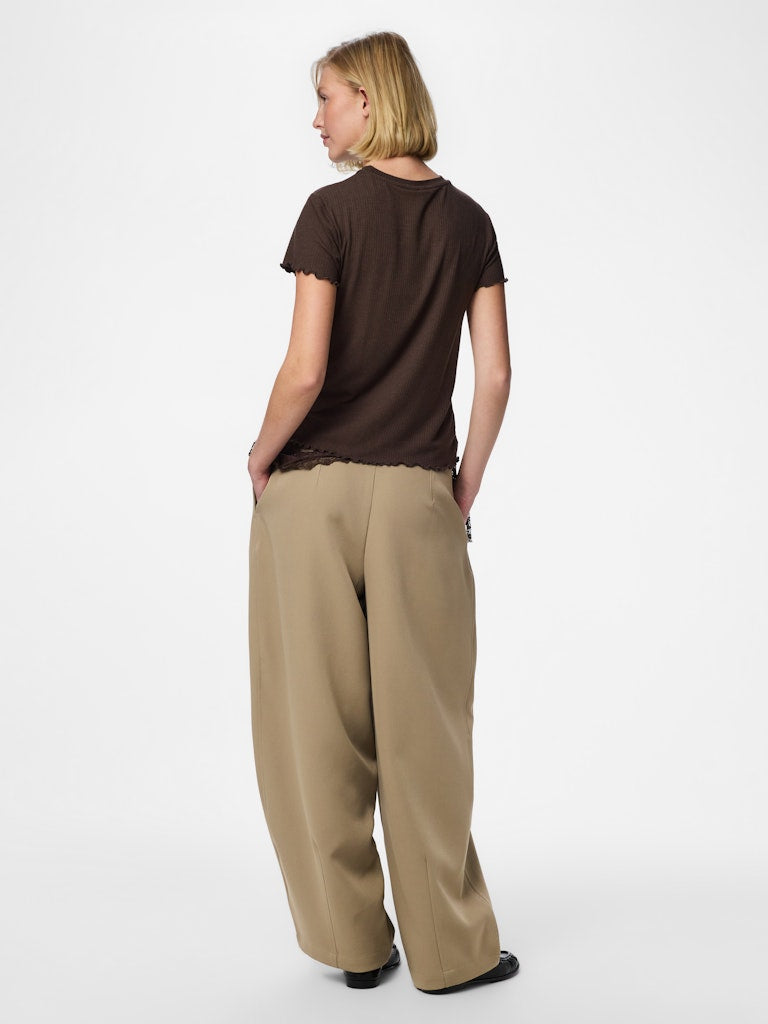 "PCNICCA" SS O-NECK TOP JRS NOOS braun