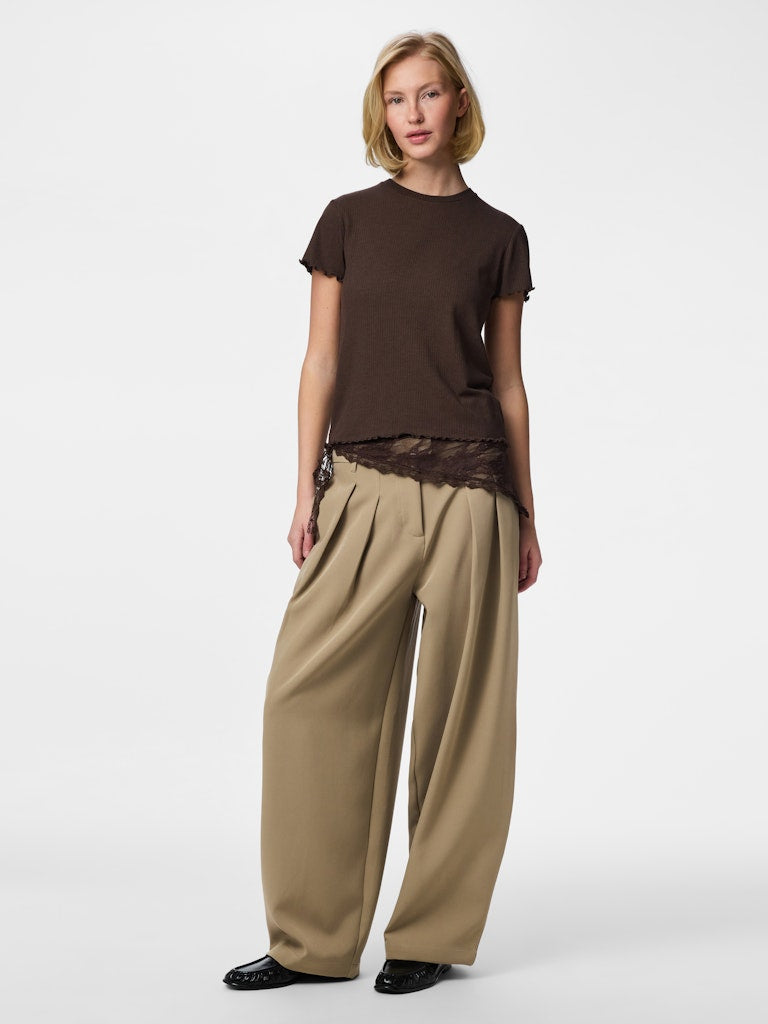 "PCNICCA" SS O-NECK TOP JRS NOOS braun