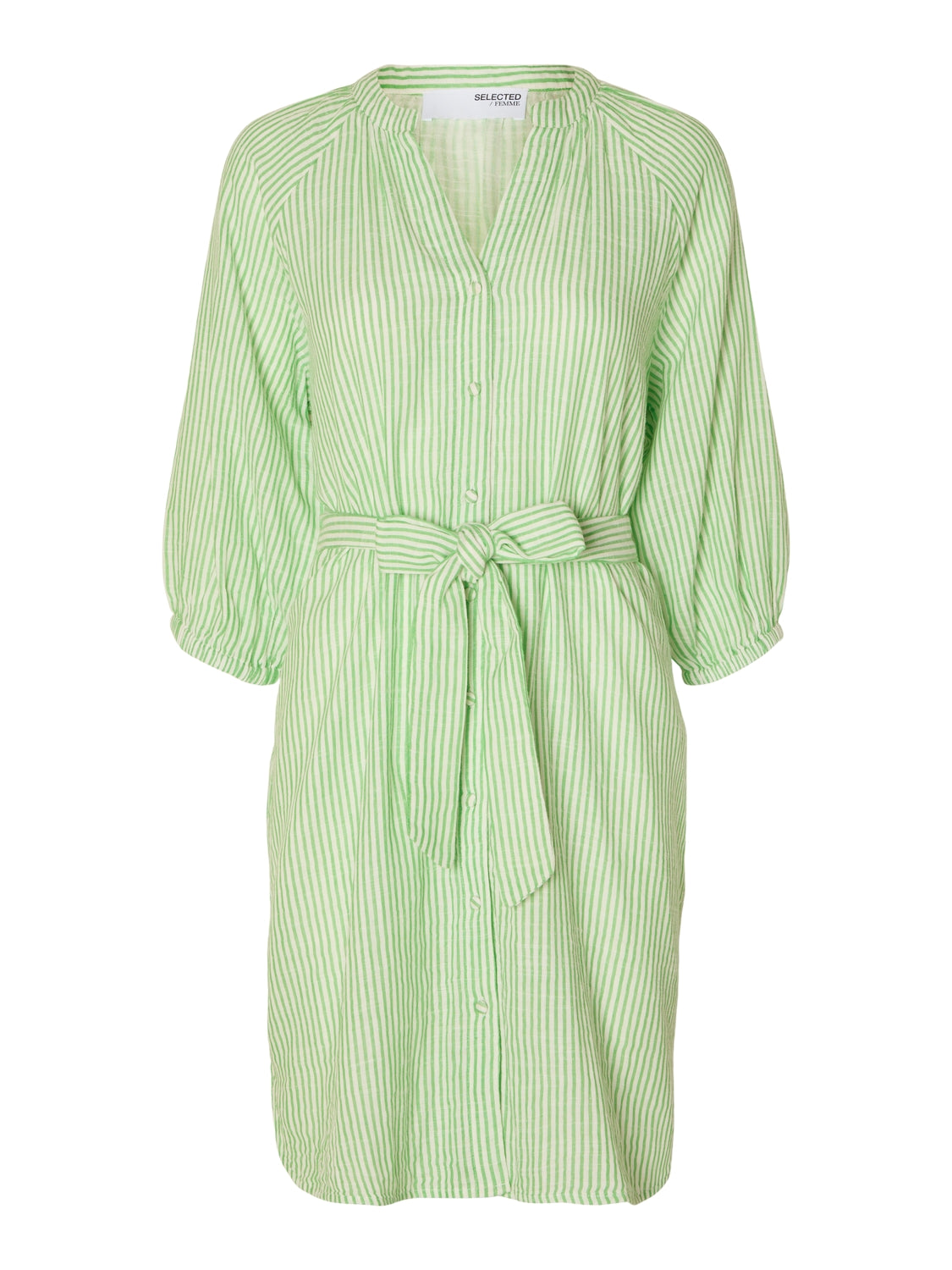 Selected Femme "Alberta" 3/4 Stripe Short Dress grün