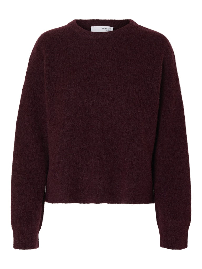 Selected Femme "Sia" Knit New O-Neck bordeaux rot