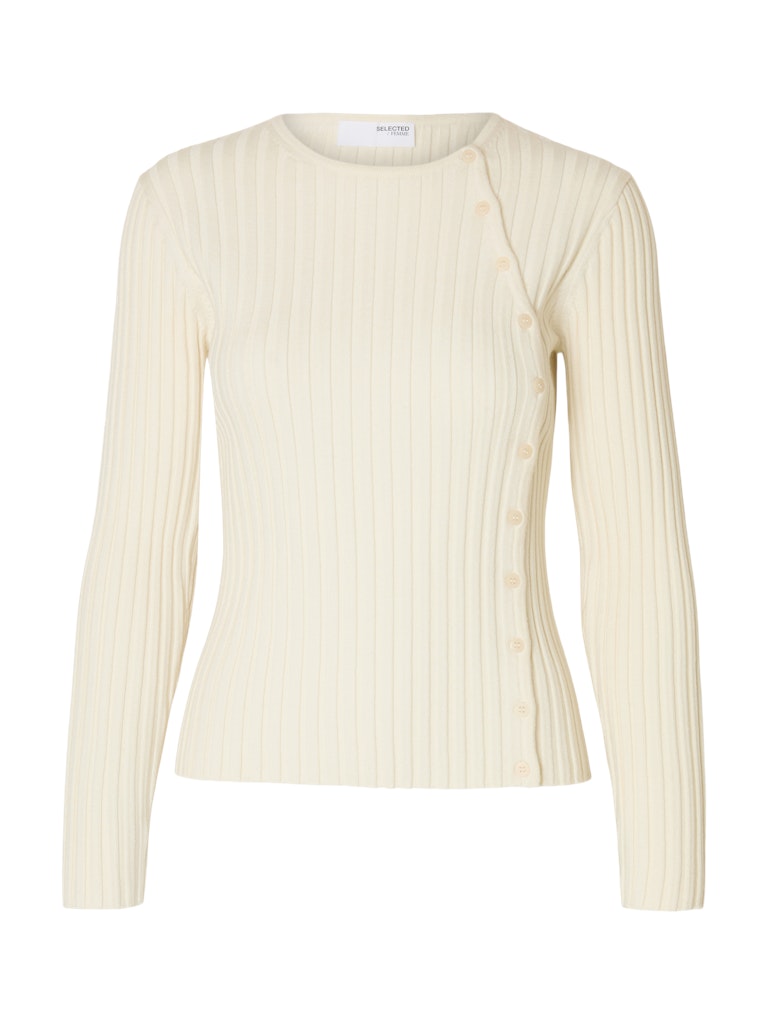 Selected Femme "Helene" Knit Button O-Neck Top birch
