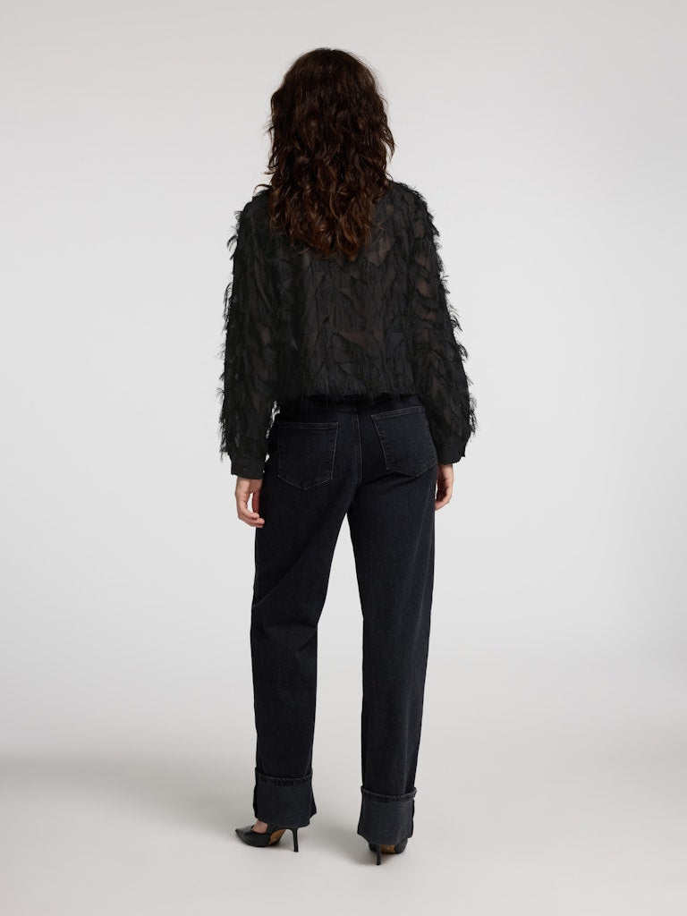 Selected Femme "Myline" Fluffy Cropped Shirt schwarz