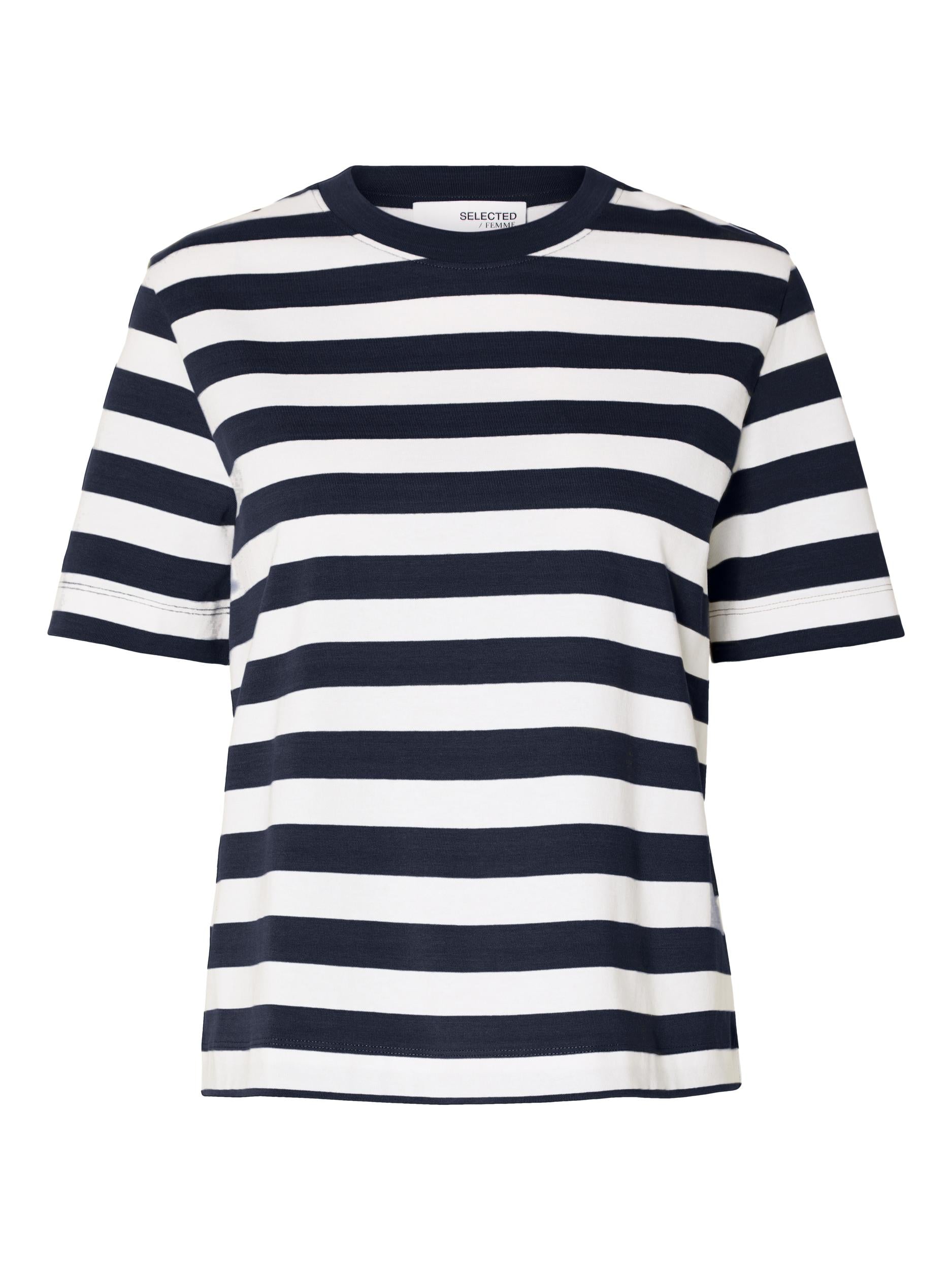 Selected Femme "Essential Striped Boxy Tee dunkelblau/weiss