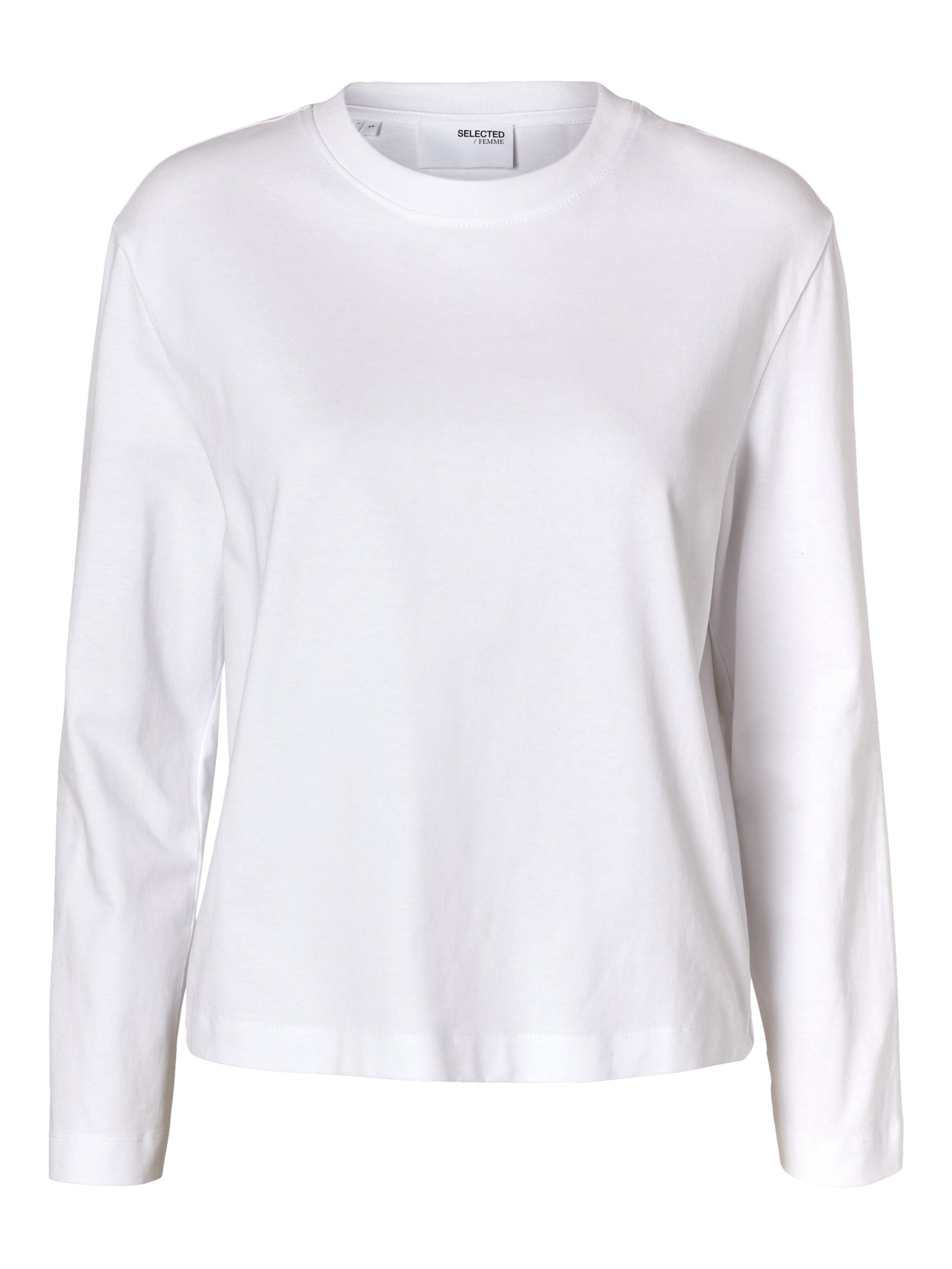 Selected Femme "Essential" Boxy Tee weiss, langarm