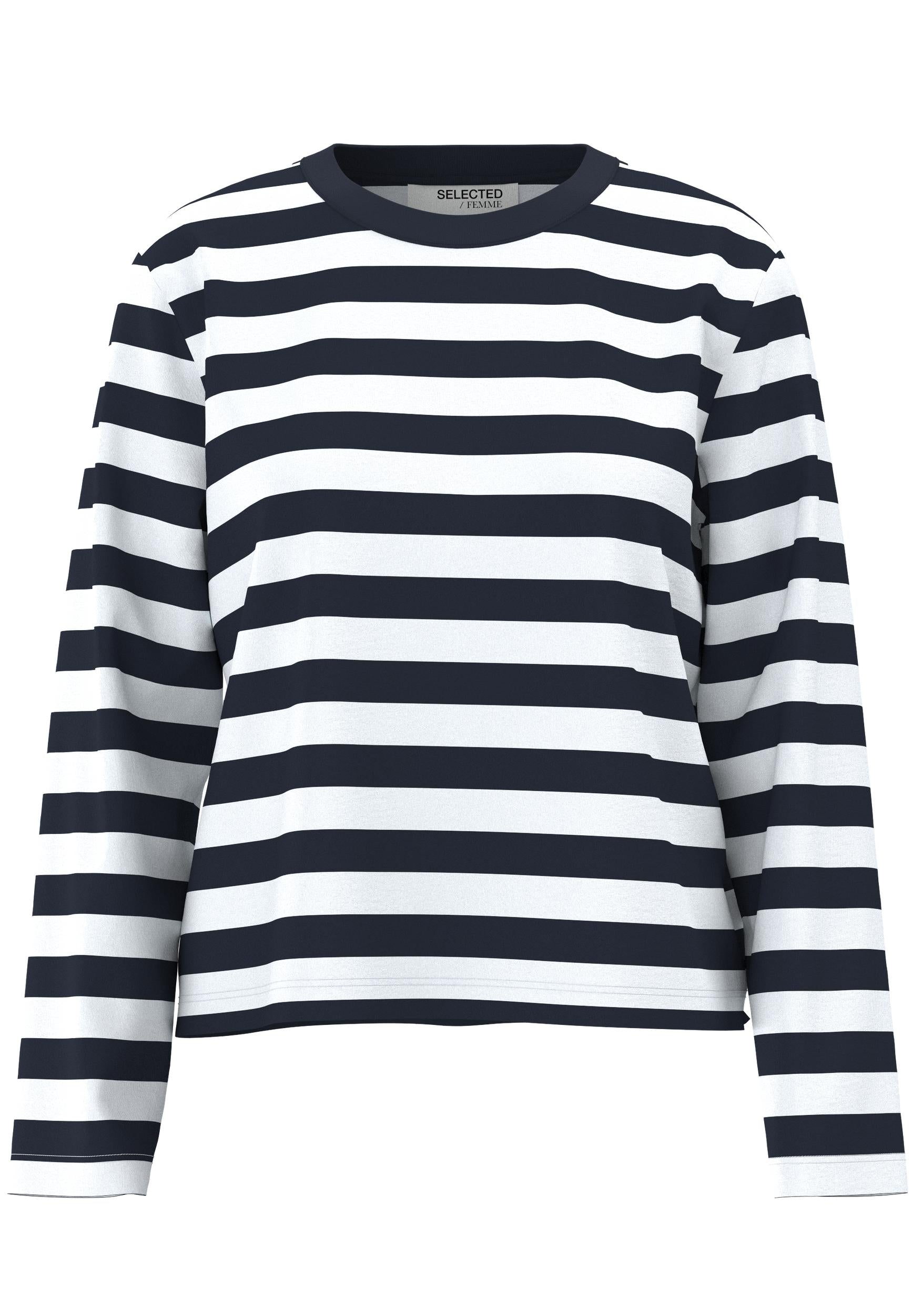Selected Femme "Essential" Striped Boxy Tee schwarz