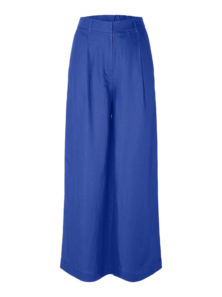 Selected Femme "Lyra" Wide Linen Pant blau