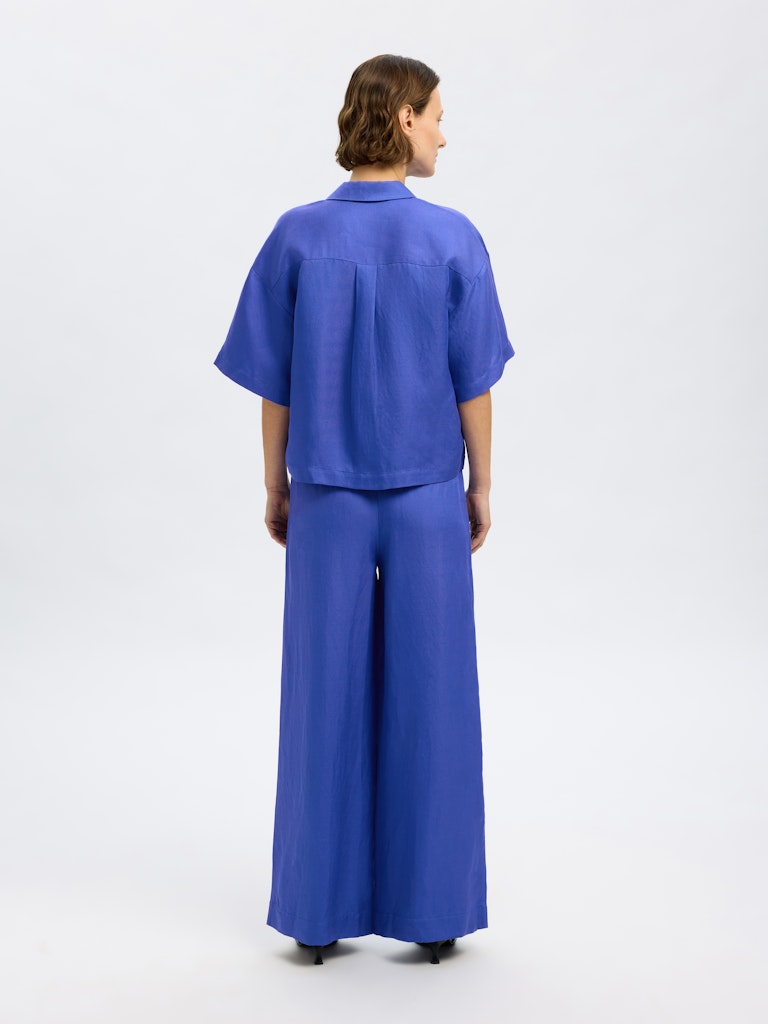 Selected Femme "Lyra" Wide Linen Pant blau