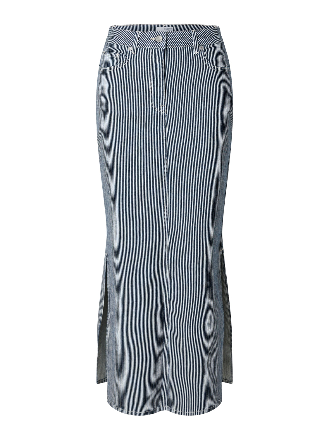 Selected Femme "Myra" Stripe Column Denim Skirt
