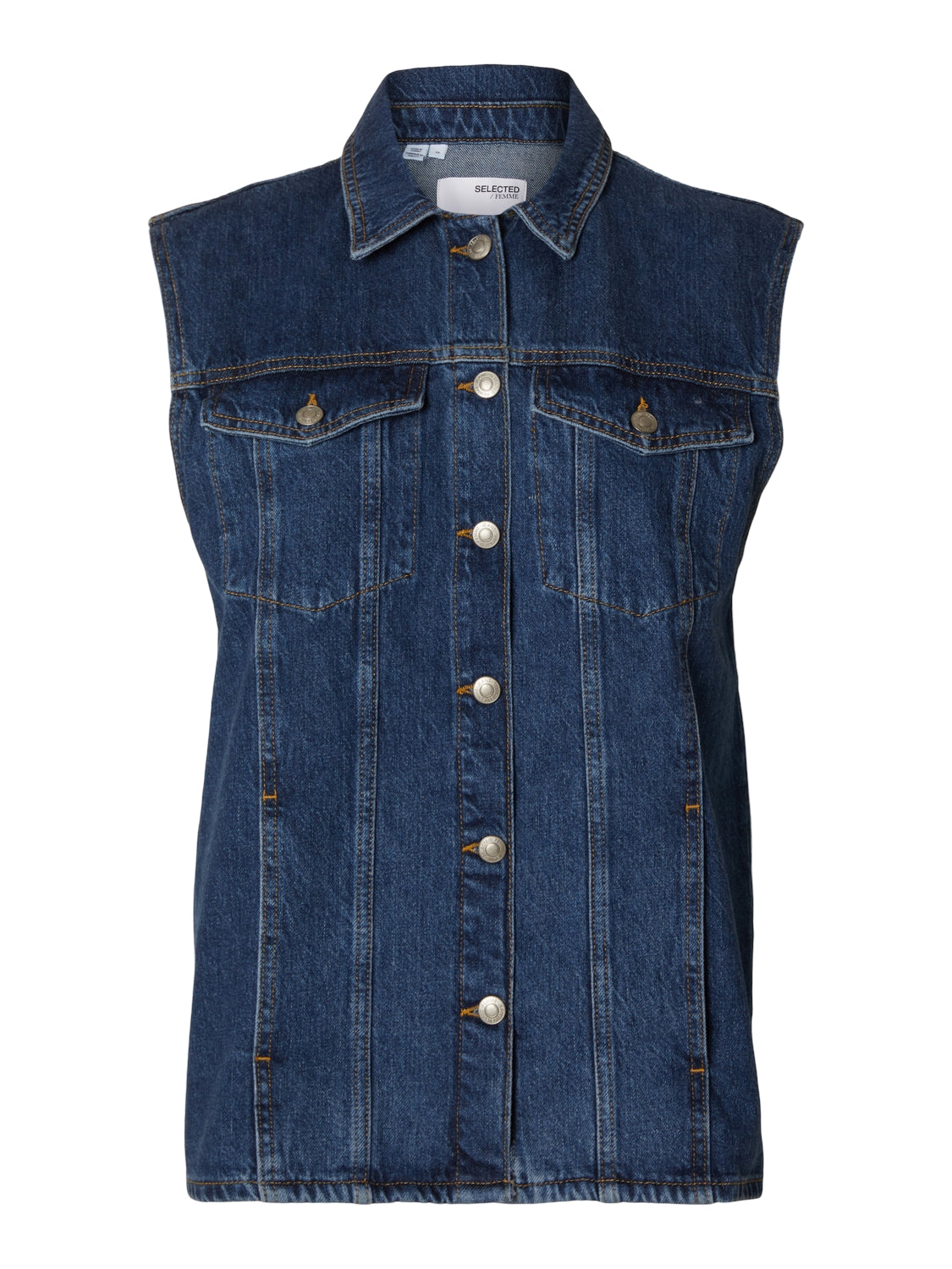 Selected Femme "Clair" Mid Blue Denim Vest