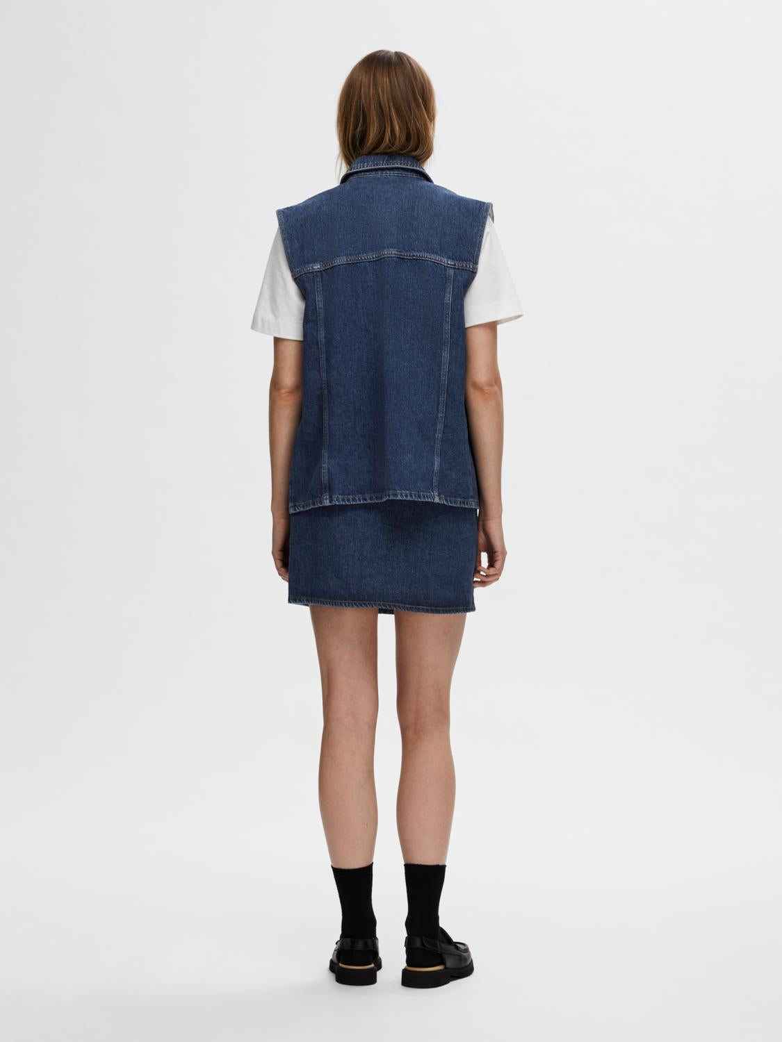 Selected Femme "Clair" Mid Blue Denim Vest