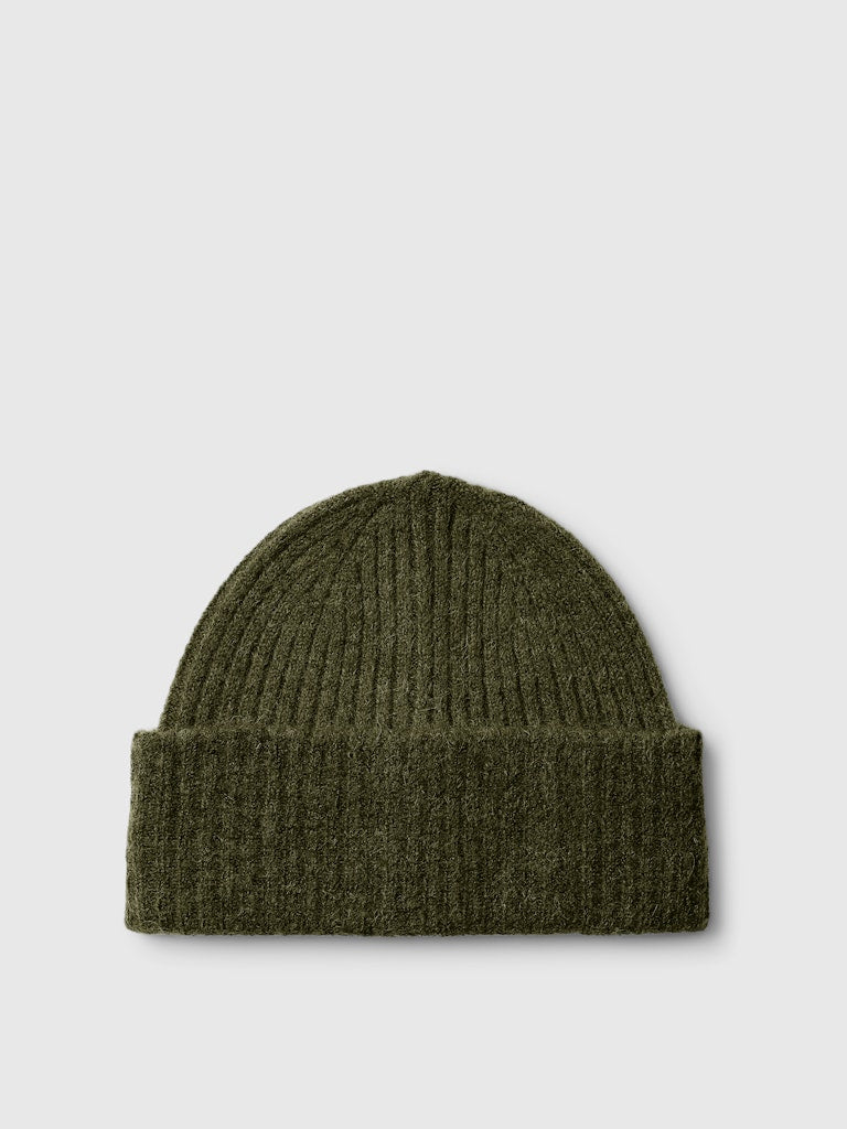 Selected Femme "Lulu" Wool Blend Knit Beanie grün
