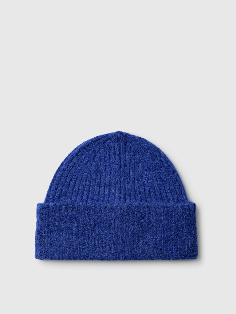 Selected Femme "Lulu" Wool Blend Knit Beanie blau