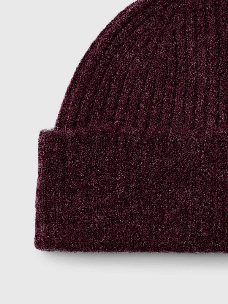 Selected Femme "Lulu" Wool Blend Knit Beanie bordeaux