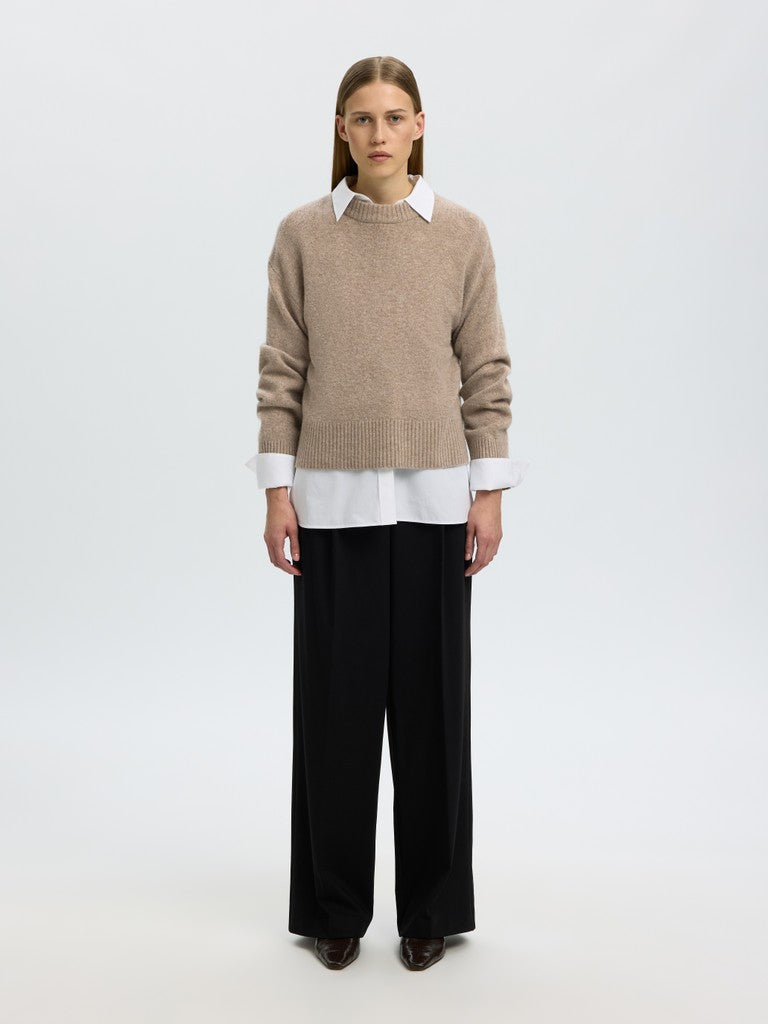 "SLWCILLE" CASHMERE BLEND LS KNIT O-NECK