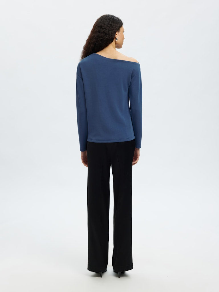 Selected Femme "Tenny" Draped Top blau