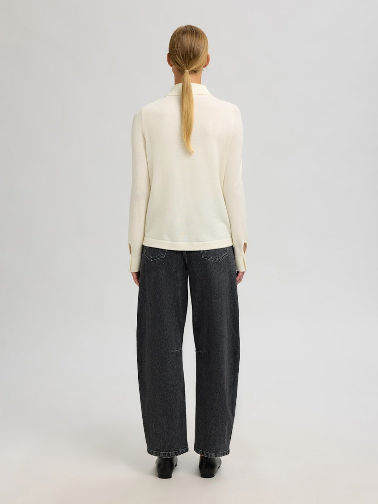Selected Femme "Thea" Knit Button Collar Neck