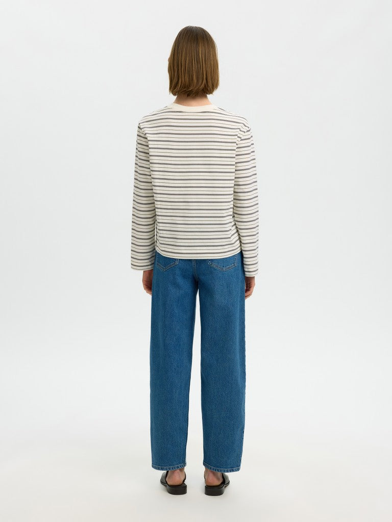 "SLWESSENTIAL" LS STRIPED BOXY TEE NOOS