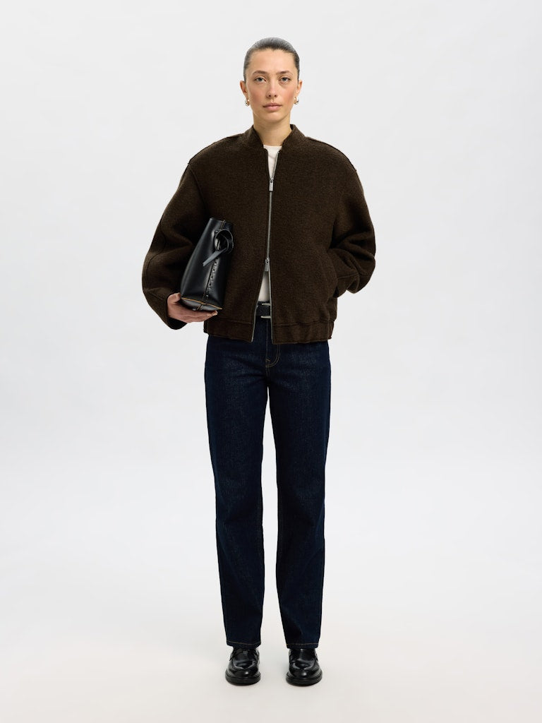 Selected Femme "Reign" Wool Blend Bomber Jacket