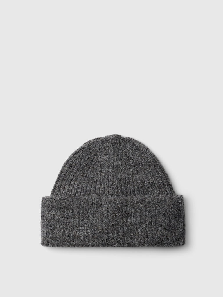 Selected Femme "Lulu" Knit Wool Beanie grau