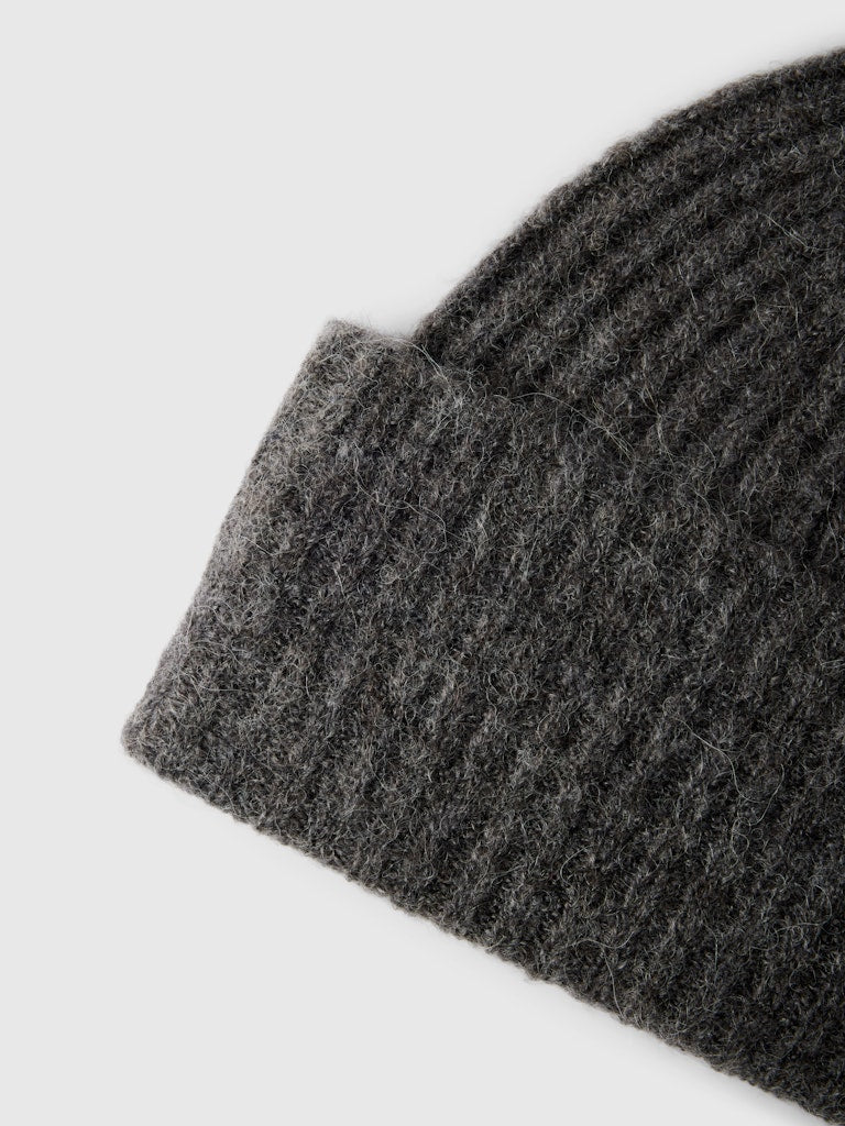 Selected Femme "Lulu" Knit Wool Beanie grau