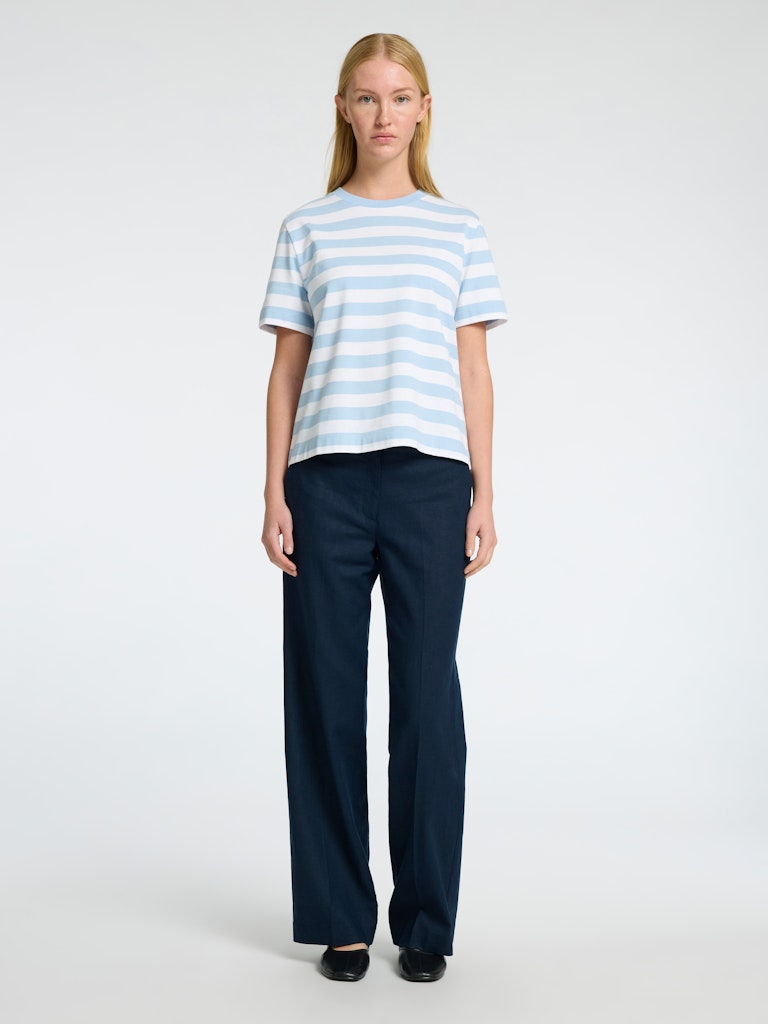 Selected Femme "Essential" Striped Boxy Tee blue