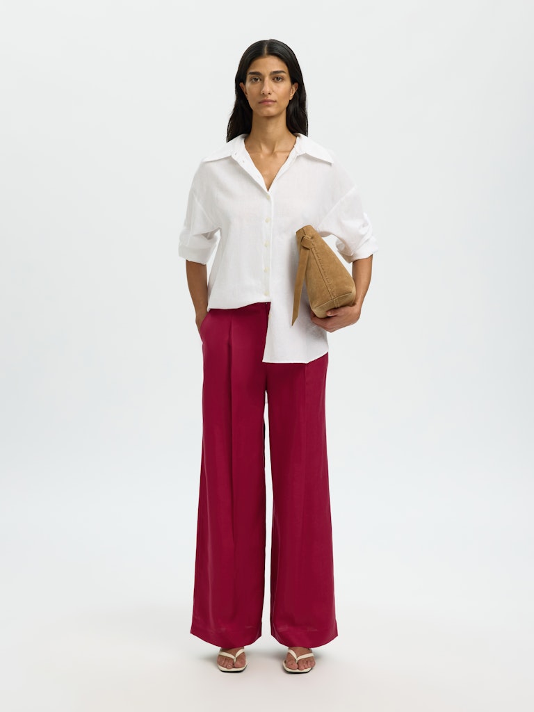 "SLFLYRA" HW WIDE LINEN BLEND PANT NOOS